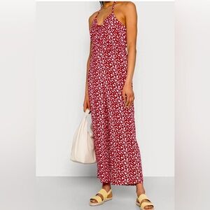 Hollister Floral Red Halter Jumpsuit